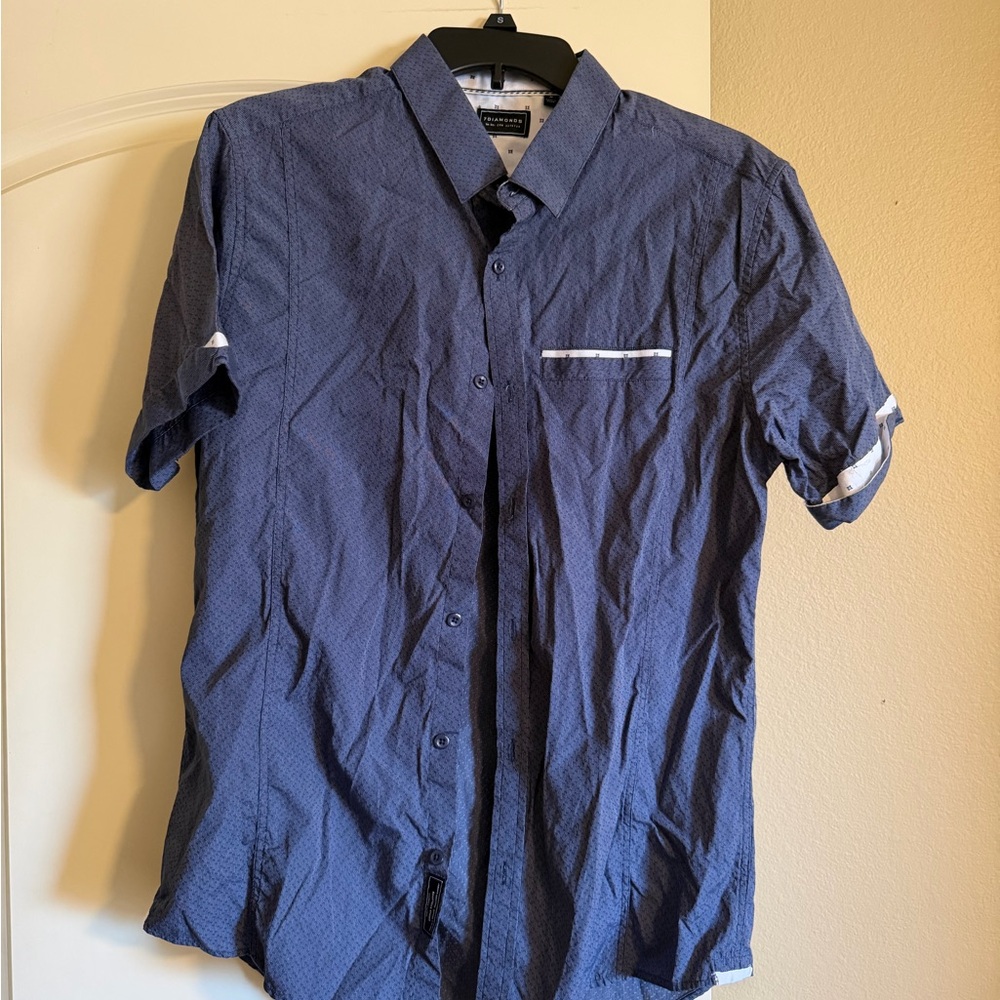 7 Diamonds Navy Casual Button-Down Shirt